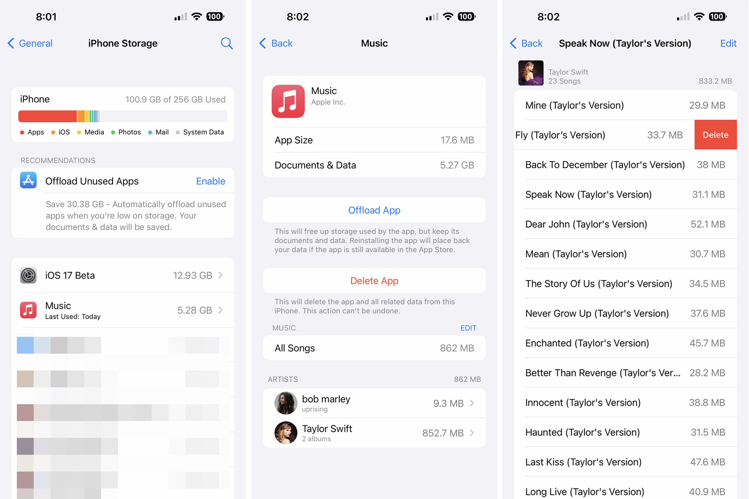 How to delete music from an iPhone using Settings